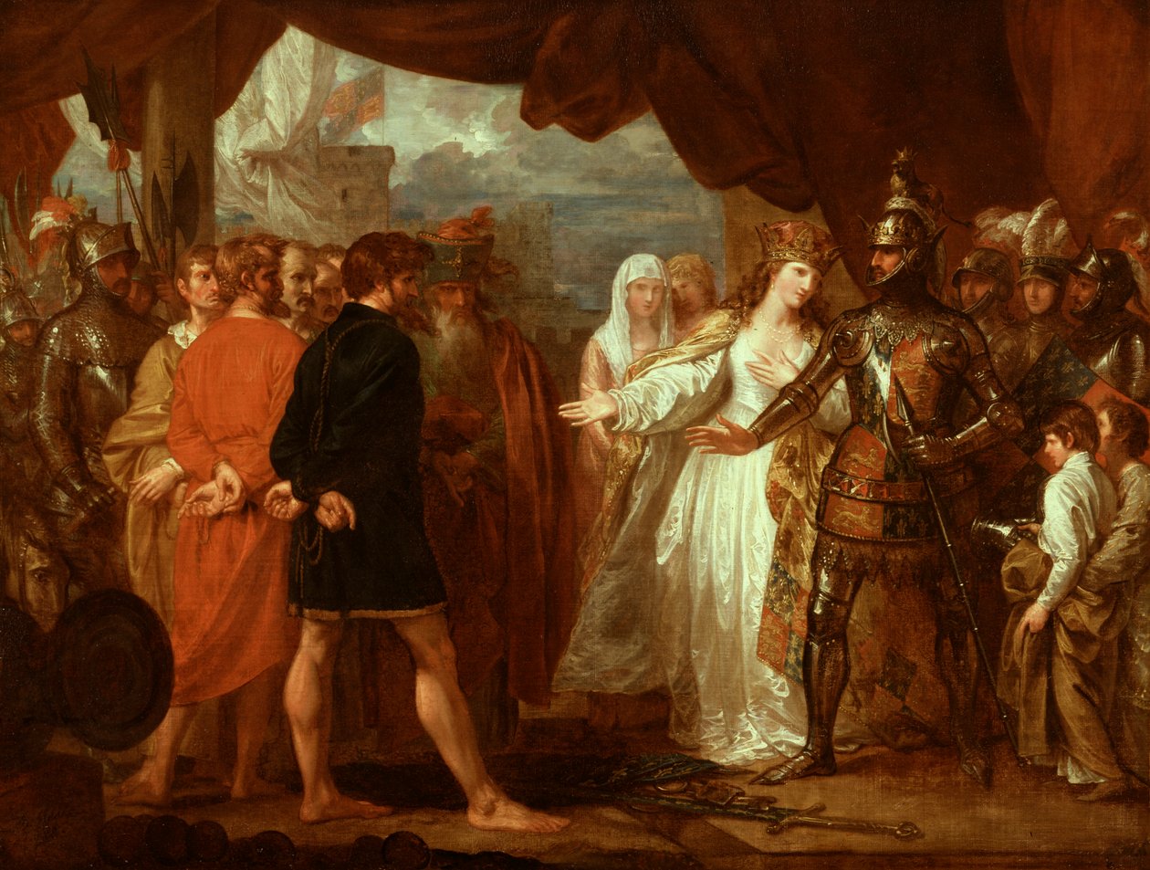Koningin Philippa die pleit voor de levens van de burgers van Calais, 1788 door Benjamin West