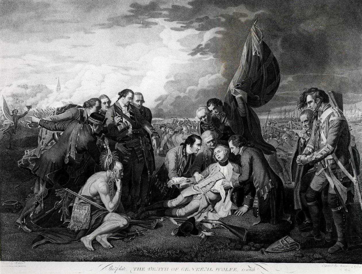 De dood van generaal Wolfe (1727-59) 1759, gegraveerd door Augustin Legrand door Benjamin West