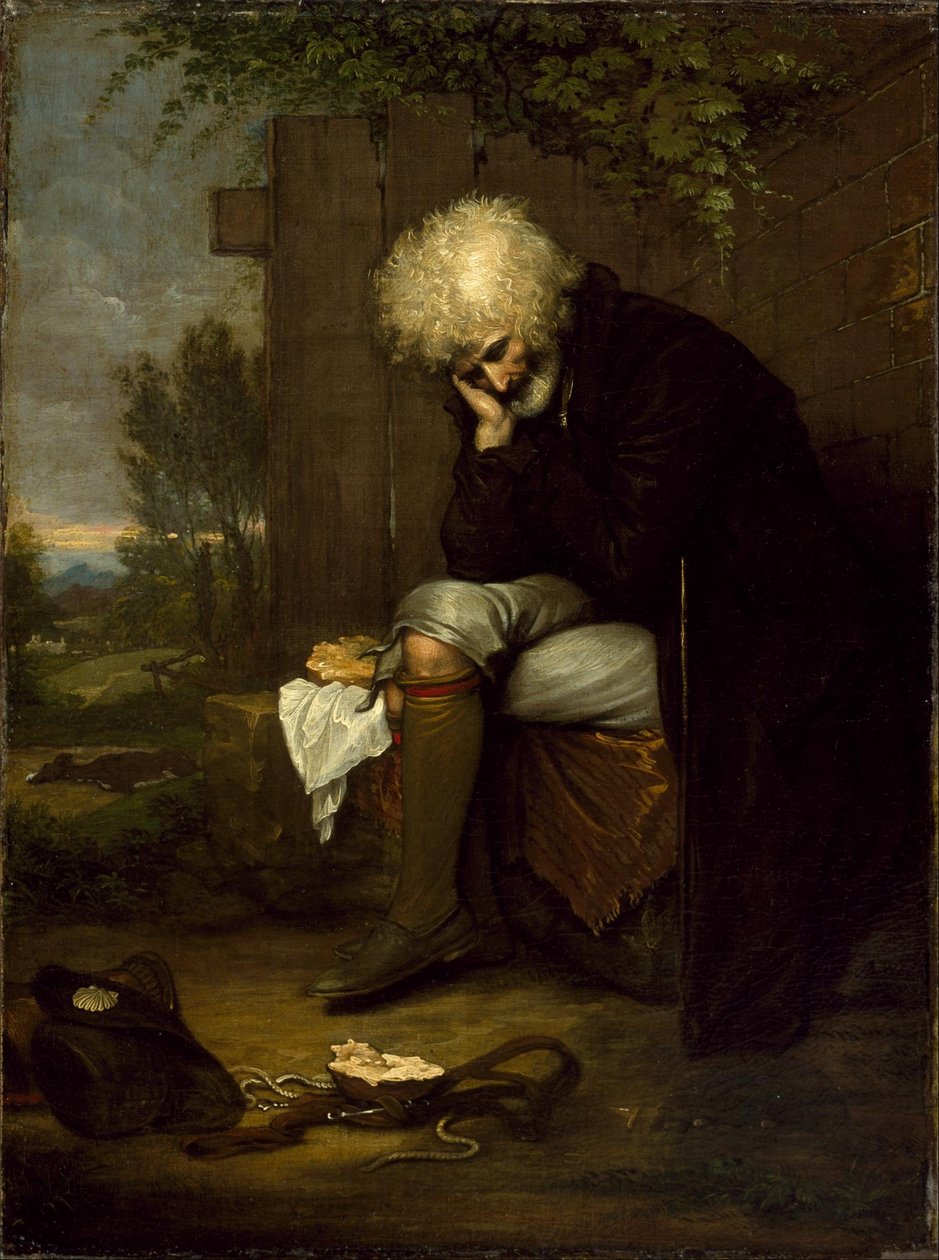 De pelgrim die rouwt om zijn dode ezel door Benjamin West