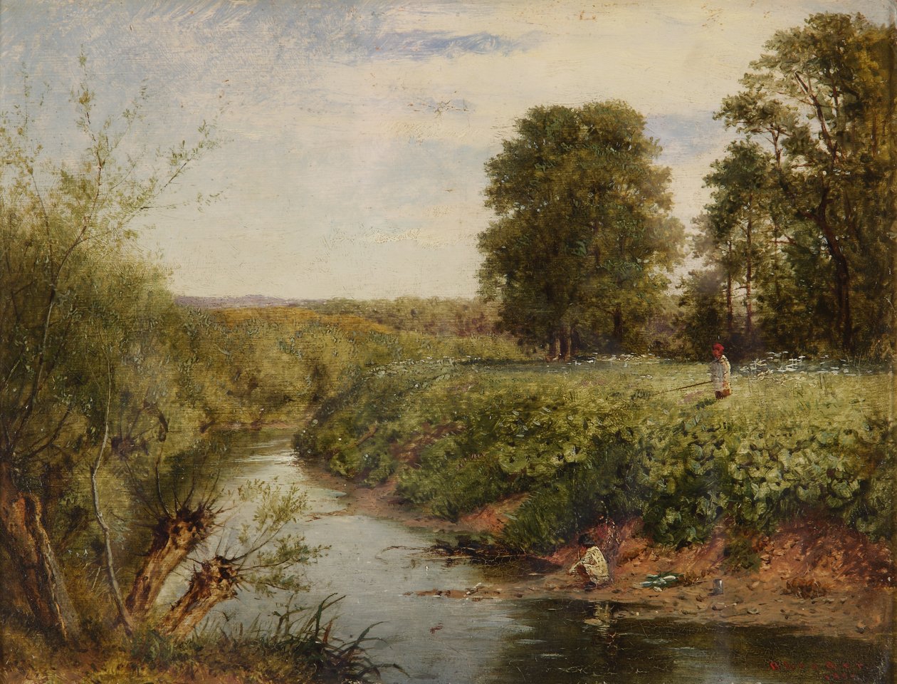 Aan de Teme bij Worcester, 1855 door Benjamin Williams Leader