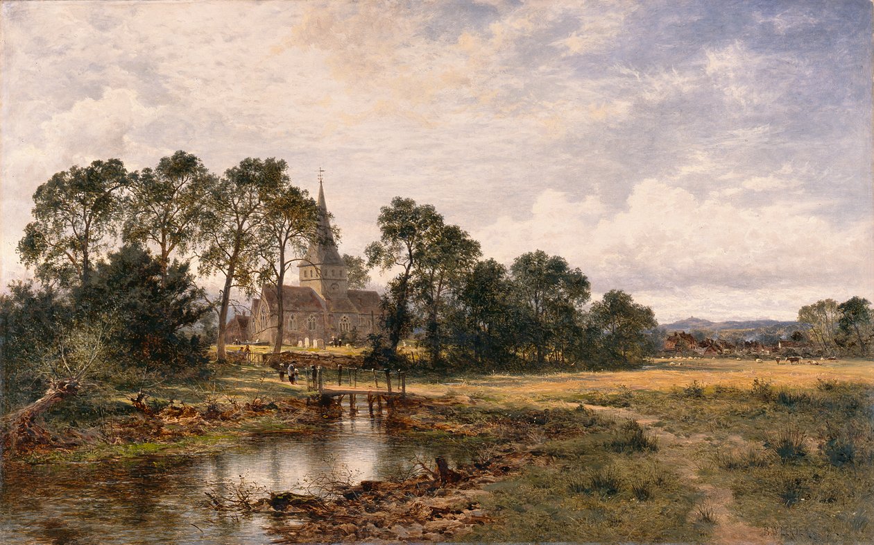Shere Kerk, Surrey door Benjamin Williams Leader