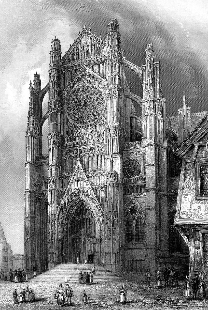 Het zuidelijke transept van de kathedraal van Beauvais, Frankrijk, 1836 door Benjamin Winkles