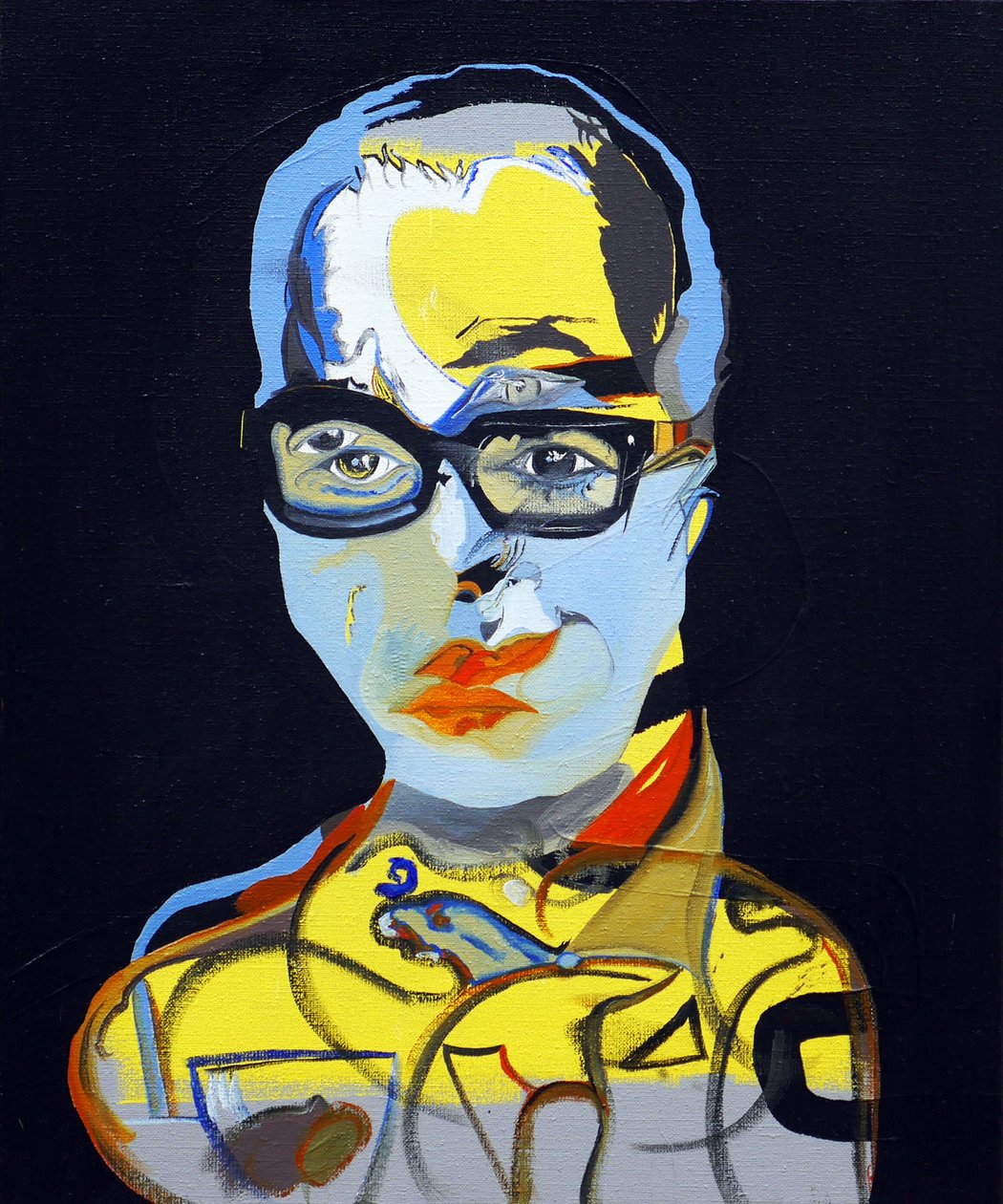 50 grote schrijvers uit de geschiedenis : Bret Easton Ellis, 2015 (olieverf en acryl op doek) door Benoit Erwann Boucherot