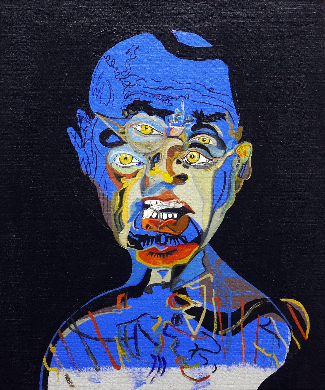 50 grote schrijvers uit de geschiedenis : James Ellroy, 2015 (olieverf en acrylverf op doek) door Benoit Erwann Boucherot