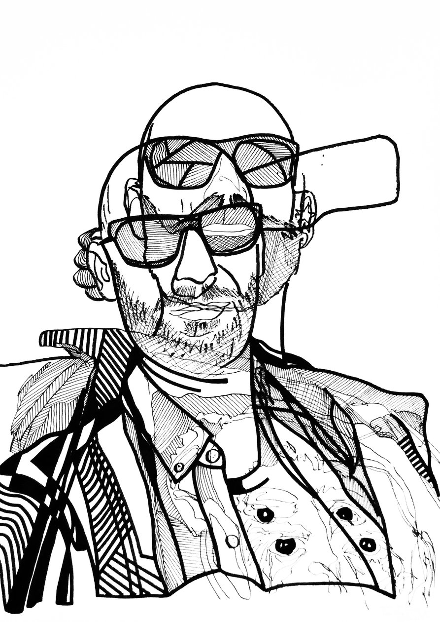 Dubbel Jon 1, 2019 (inkt op papier) door Benoit Erwann Boucherot