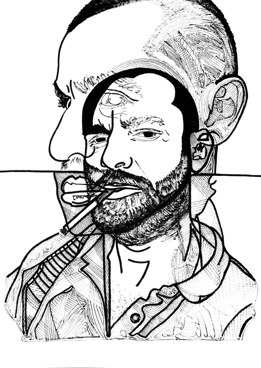 Dubbele Jon, 2019 (inkt op papier) door Benoit Erwann Boucherot