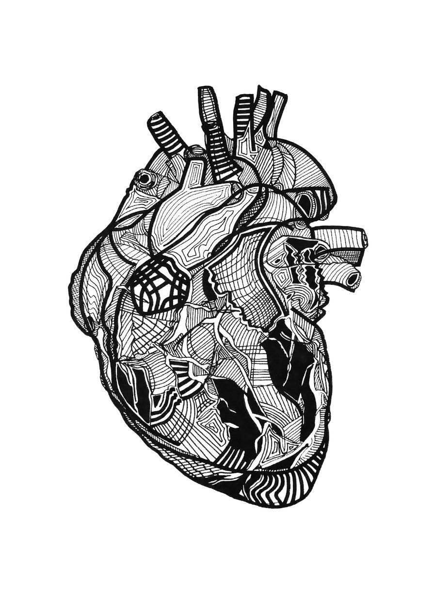 Double coeur, 2019 (inkt op papier) door Benoit Erwann Boucherot