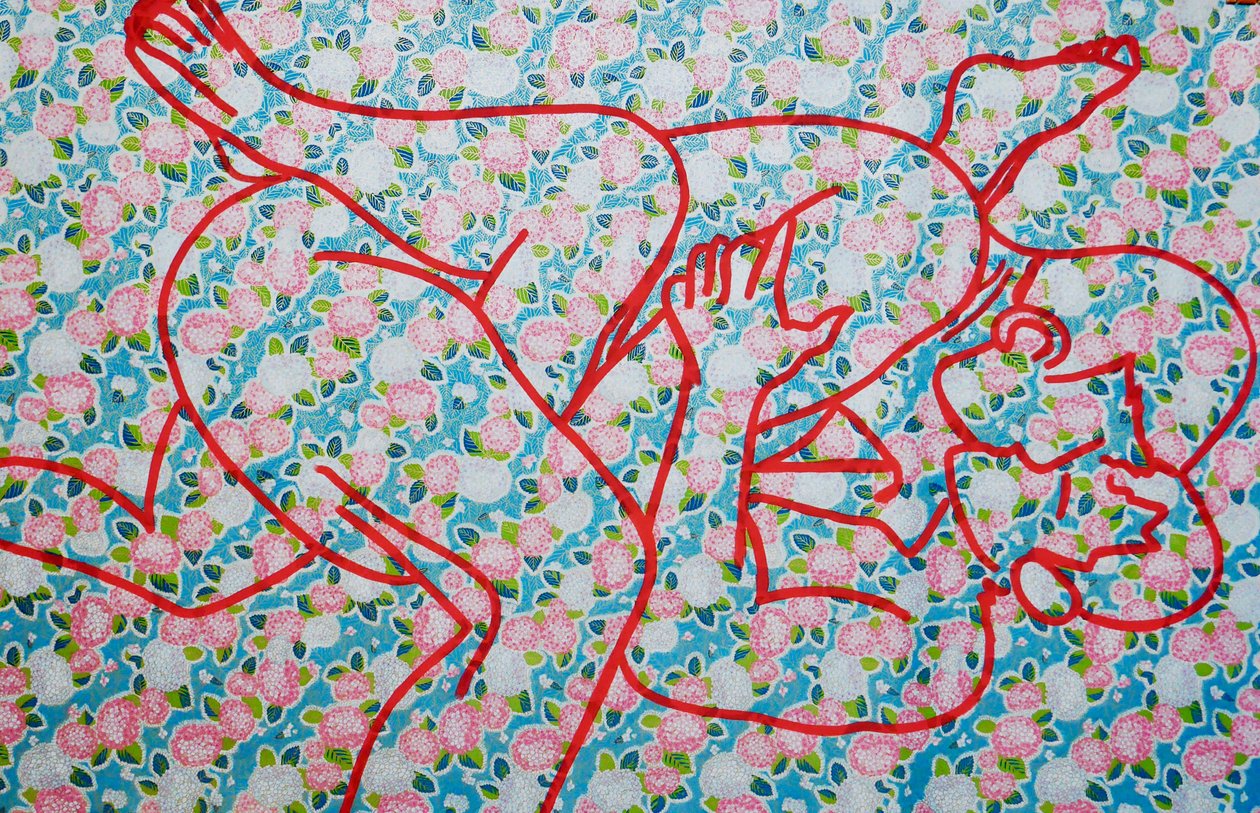 Masculin japonais 14, 2020 (acryl op gezeefdrukt Japans papier) door Benoit Erwann Boucherot