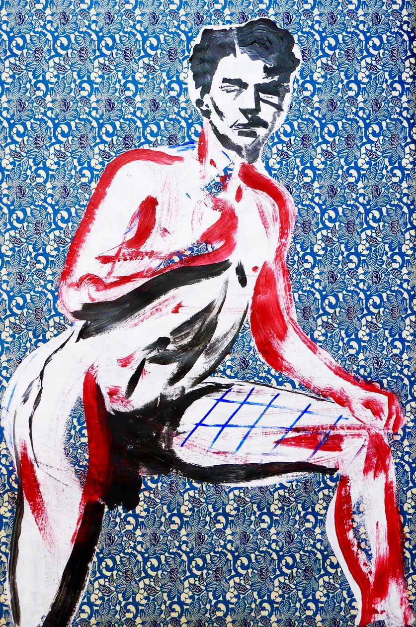 Masculin japonais 2, 2020 (acryl op gezeefdrukt Japans papier) door Benoit Erwann Boucherot