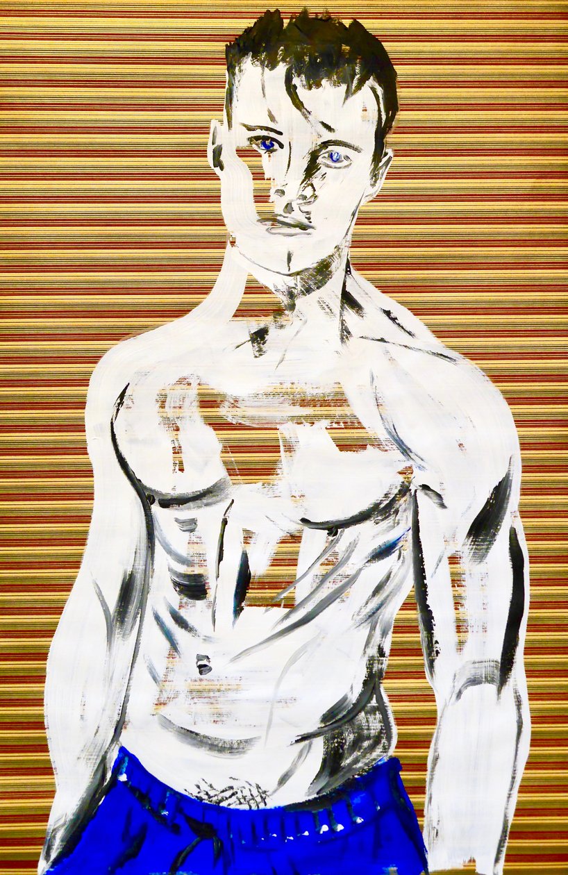 Masculin japonais 7, 2020 (acryl op gezeefdrukt Japans papier) door Benoit Erwann Boucherot