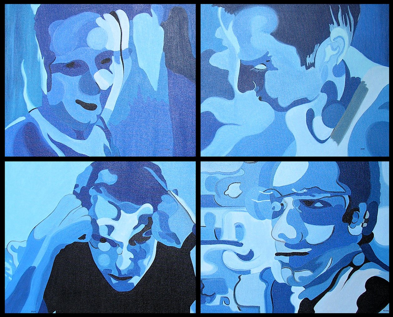 Missie naar Mars, 2003 (olieverf op 4 naast elkaar geplaatste doeken) door Benoit Erwann Boucherot