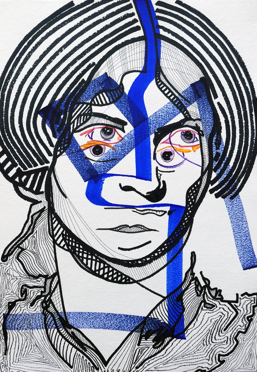 Surportret : Charlotte Brontë, 2019 (acryl op papier) door Benoit Erwann Boucherot