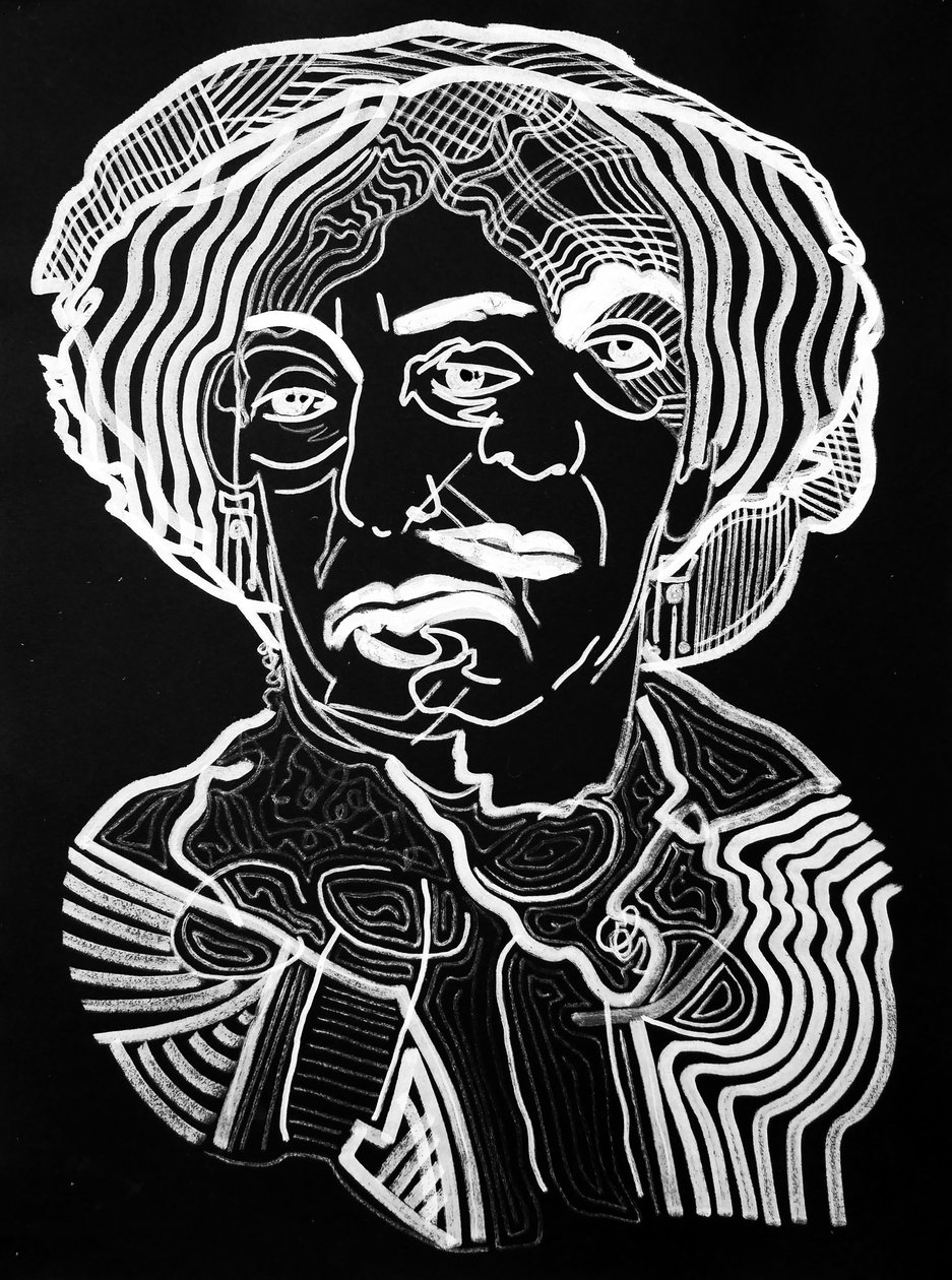 Surportret : George Sand, 2019 (acryl op papier) door Benoit Erwann Boucherot
