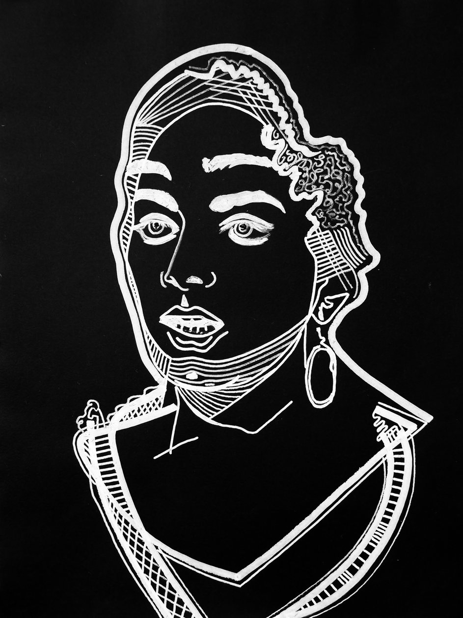 Surportret : Leila Slimani, 2021 (acryl op papier) door Benoit Erwann Boucherot