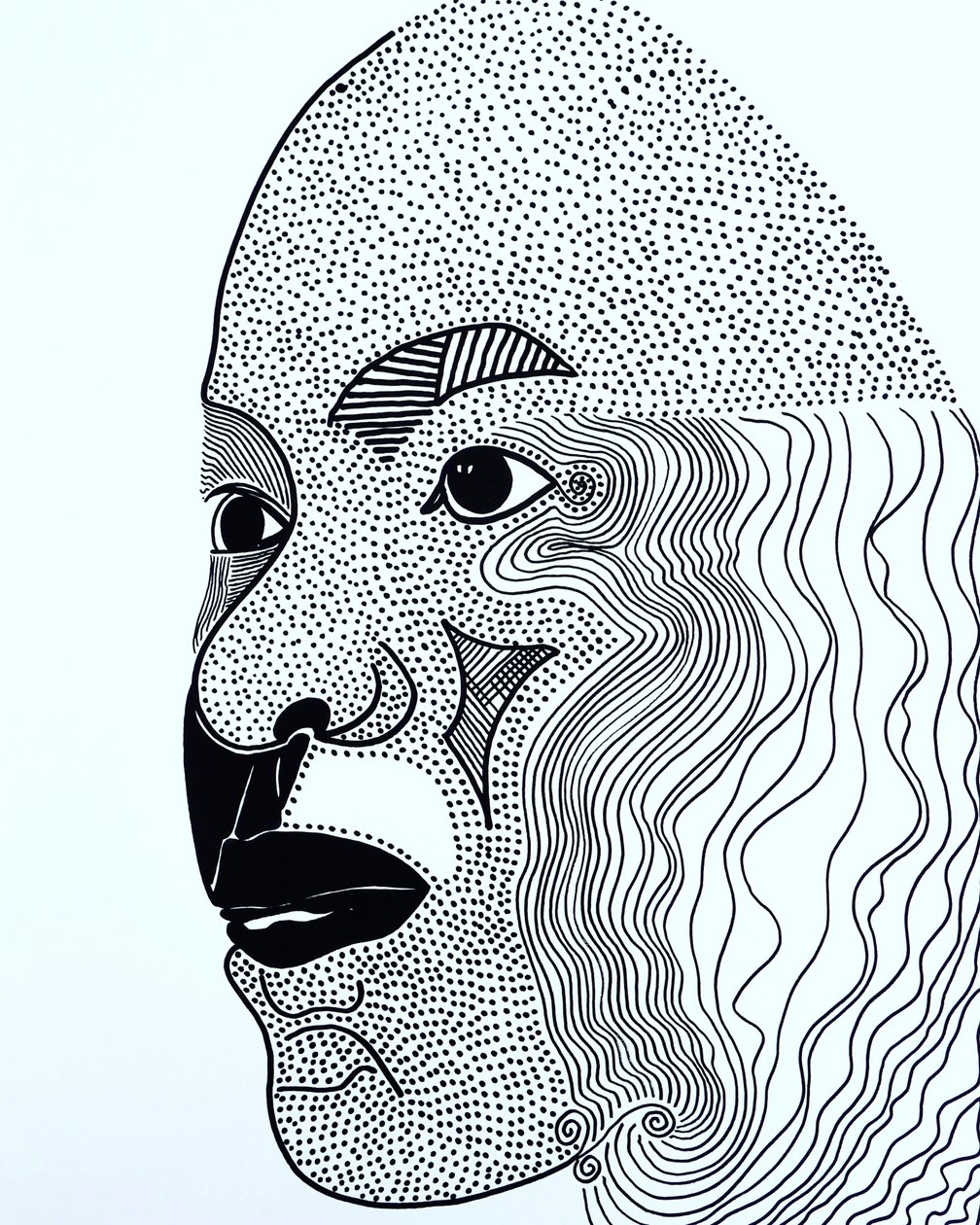 Surportret: Lorrie Jean-Louis, 2021 (acryl op papier) door Benoit Erwann Boucherot