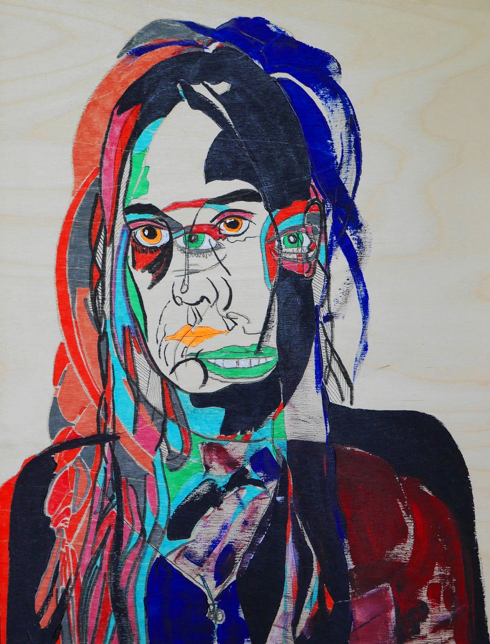 Surportret : Maude Veilleux, 2021 (olieverf en acryl op houtpaneel) door Benoit Erwann Boucherot