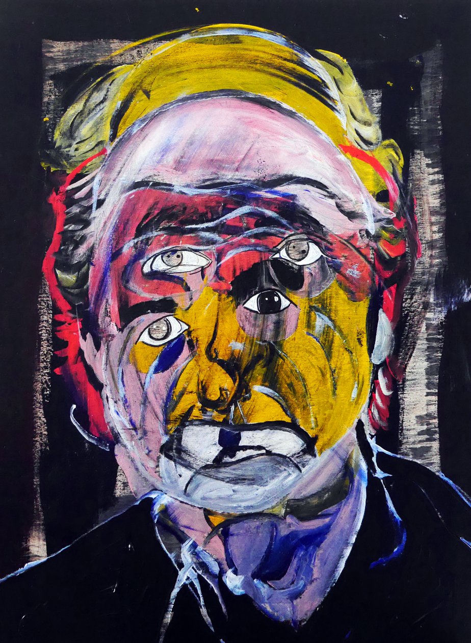 Surportret : Philip Roth, 2021 (olieverf en acryl op houtpaneel) door Benoit Erwann Boucherot