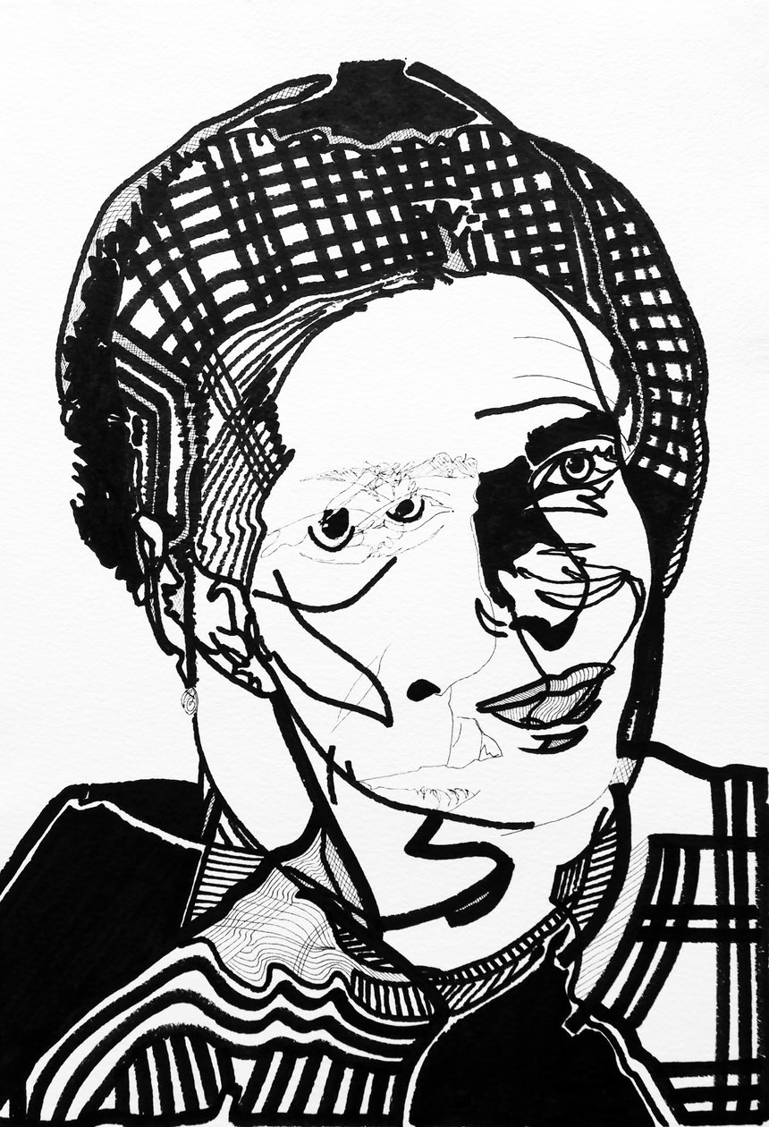 Surportret: Simone de Beauvoir, 2019 (acryl op papier) door Benoit Erwann Boucherot