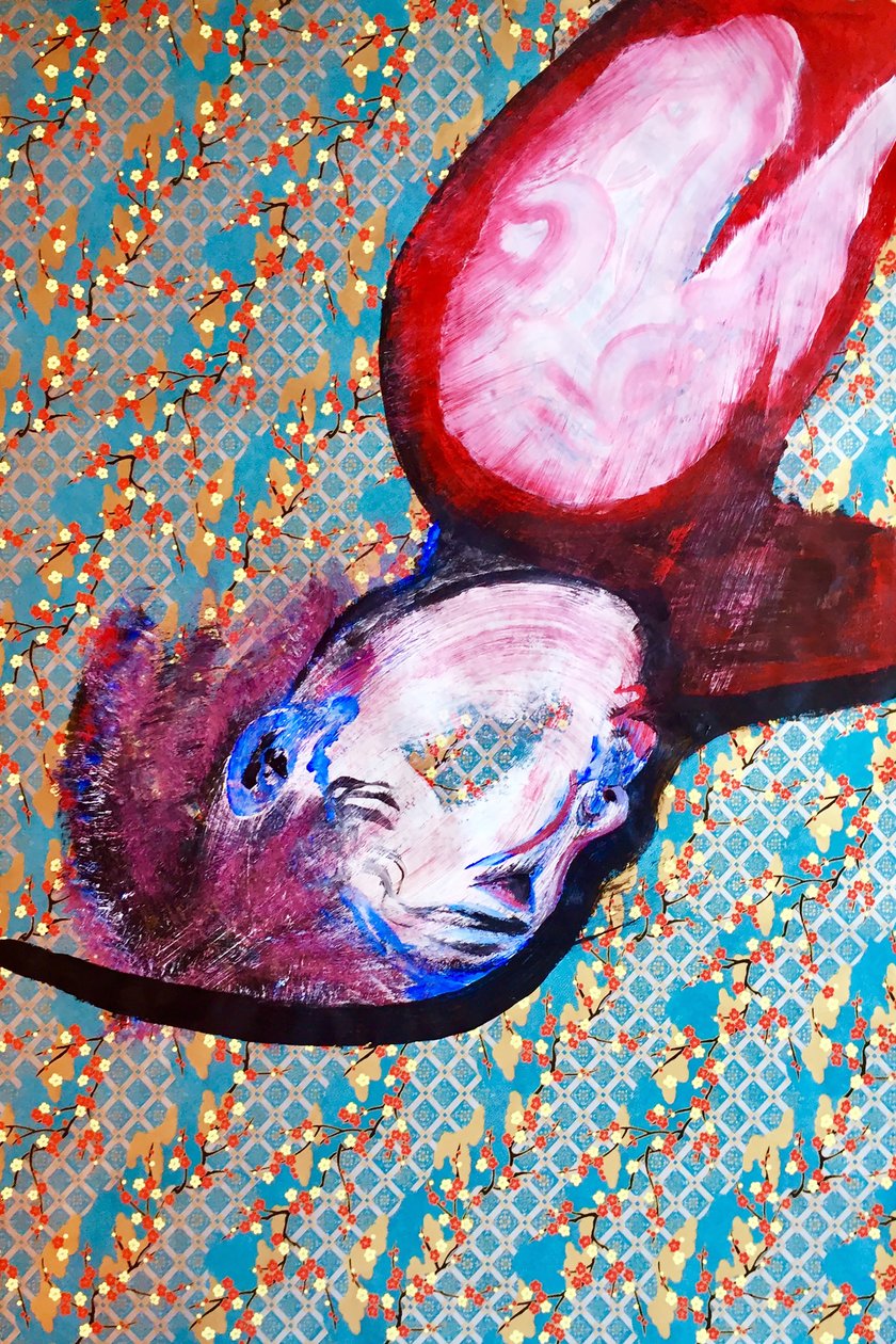 Surportrait japonais 5, 2020 (acryl op gezeefdrukt Japans papier) door Benoit Erwann Boucherot