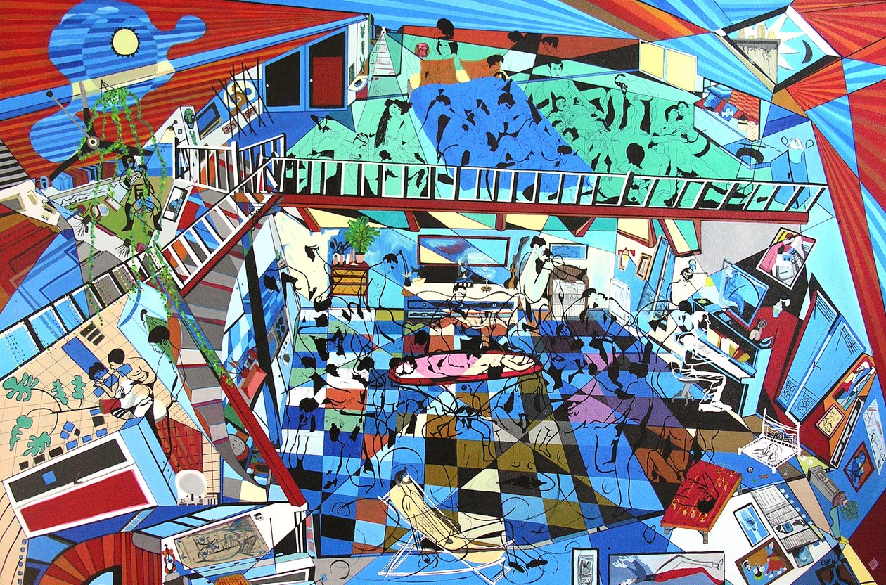 De indringers, 2000 (olieverf en acryl op doek) door Benoit Erwann Boucherot