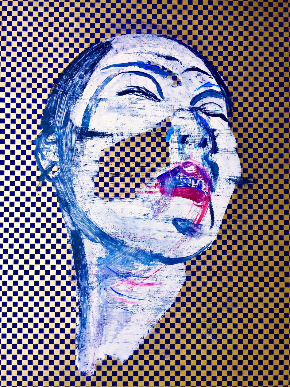 overportret, 2022 (acryl op papier) door Benoit Erwann Boucherot