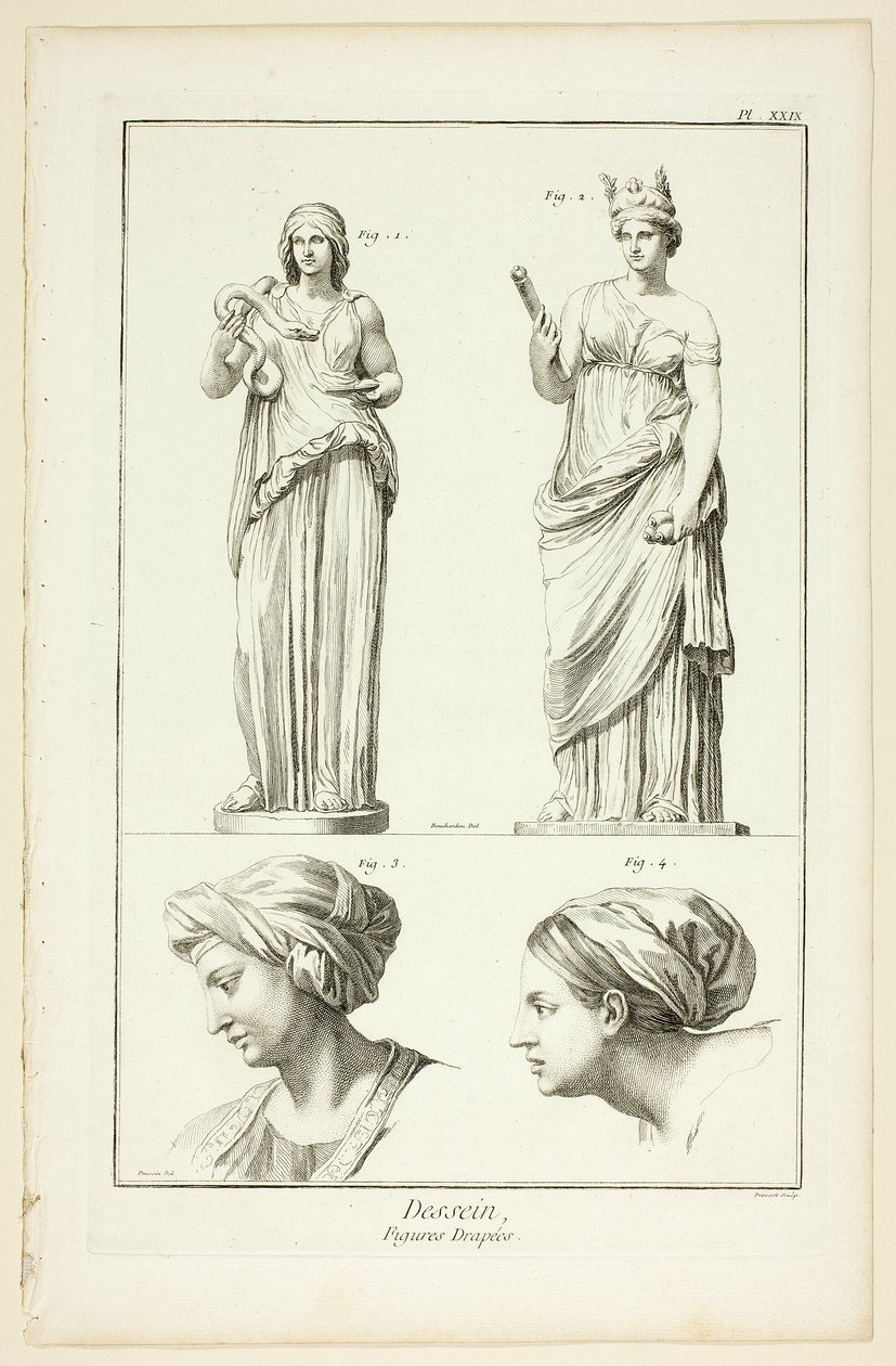Ontwerp: Gedrapeerde Figuren, uit Encyclopédie door Benoit Louis Prevost