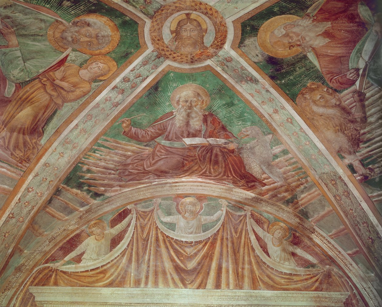 God de Vader bij de Hoeksteen, Christus zegent, op het Plafond, God de Vader zegent door Benozzo di Lese di Sandro Gozzoli