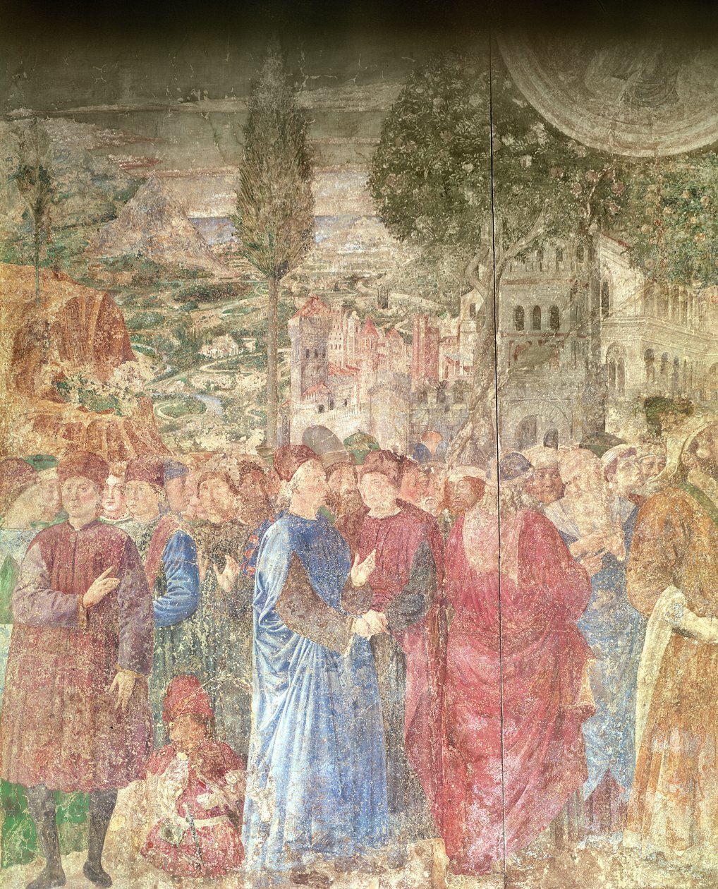 De bouw van de toren van Babel (detail) door Benozzo di Lese di Sandro Gozzoli