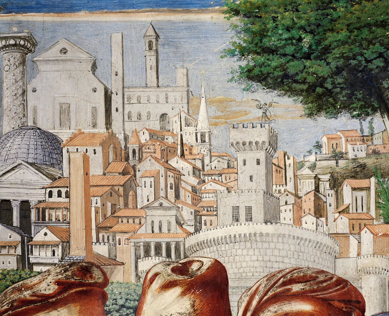 Architectuur van de stad Rome (detail) door Benozzo di Lese di Sandro Gozzoli