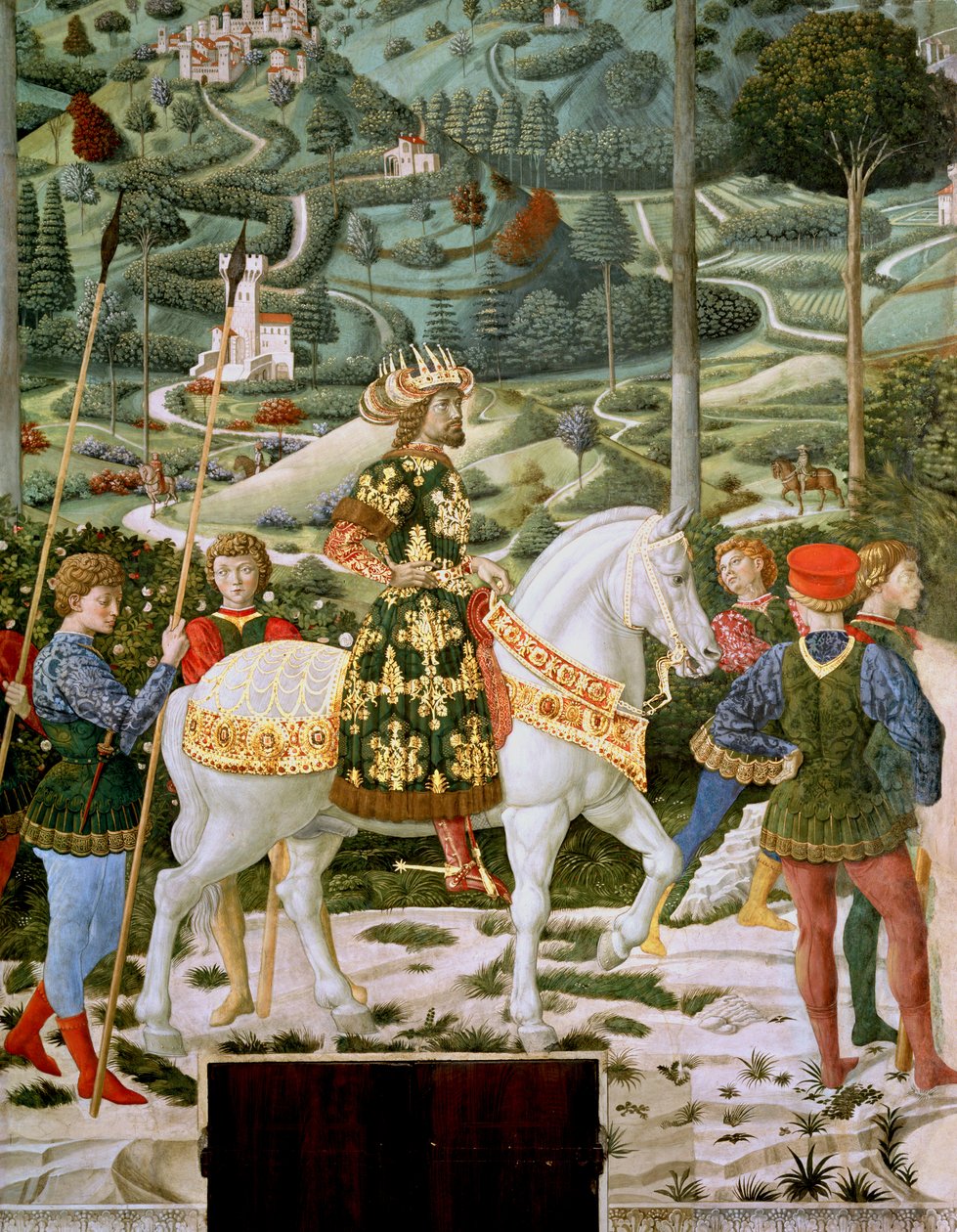 Johannes VII Palaeologus (1391-1448), Oost-Romeins keizer, als een van de drie koningen, (detail) door Benozzo di Lese di Sandro Gozzoli