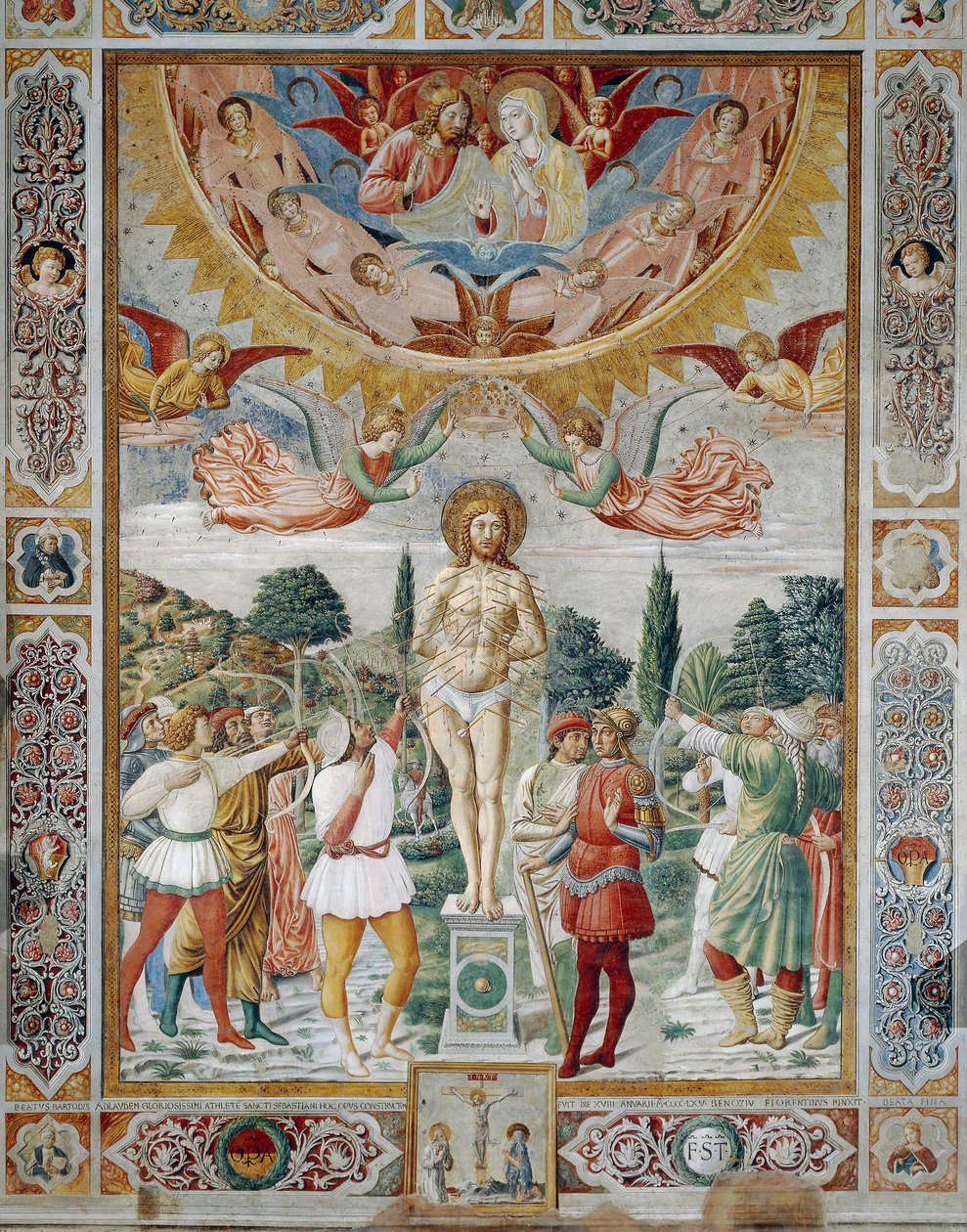 Martelaarschap van St. Sebastian door Benozzo di Lese di Sandro Gozzoli