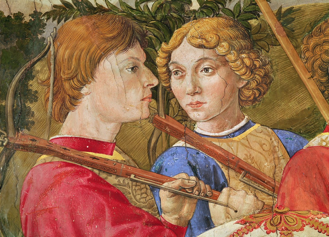 Processie van de Wijzen, geleid door Lorenzo de Magnifieke in de gedaante van de Wijze Caspar, (detail) door Benozzo di Lese di Sandro Gozzoli