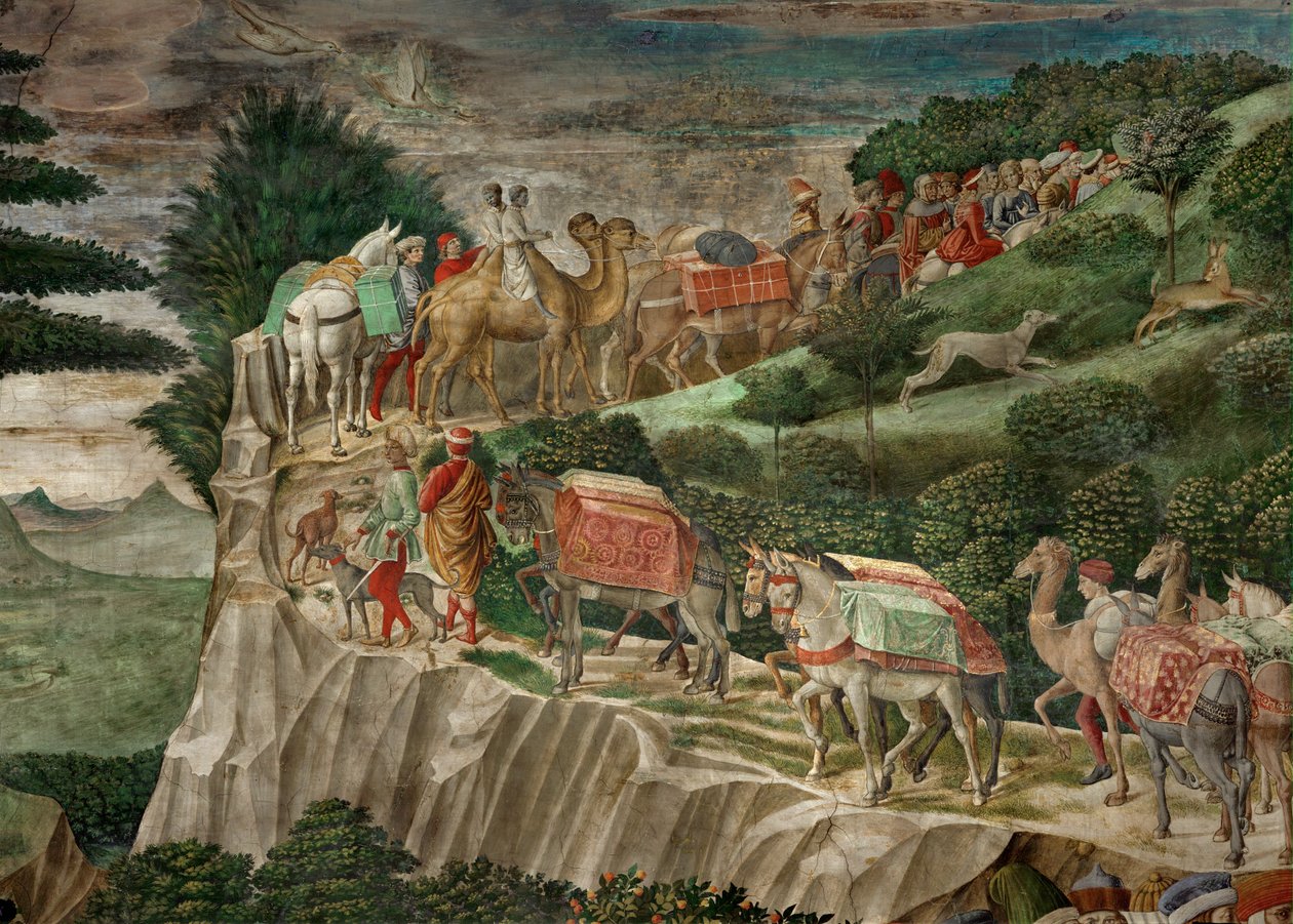 De aanbidding van de Wijzen (fresco) door Benozzo di Lese di Sandro Gozzoli