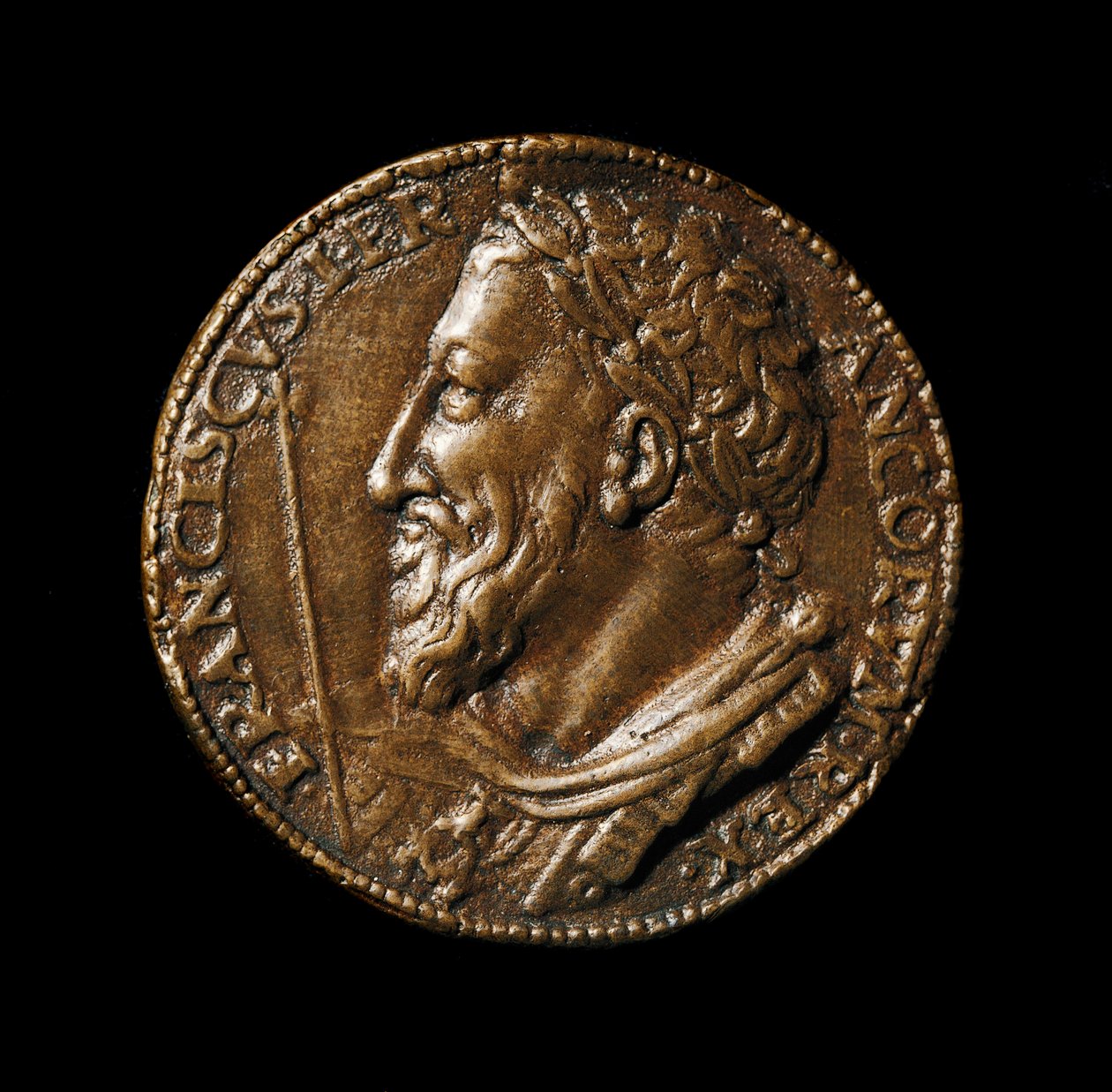 Bronzen medaillon met de beeltenis van koning Frans I (1494-1547) gemaakt door Benvenuto Cellini (1500-1571) 1538 Diam. 38 cm Florence, Museo Nazionale del Bargello door Benvenuto Cellini
