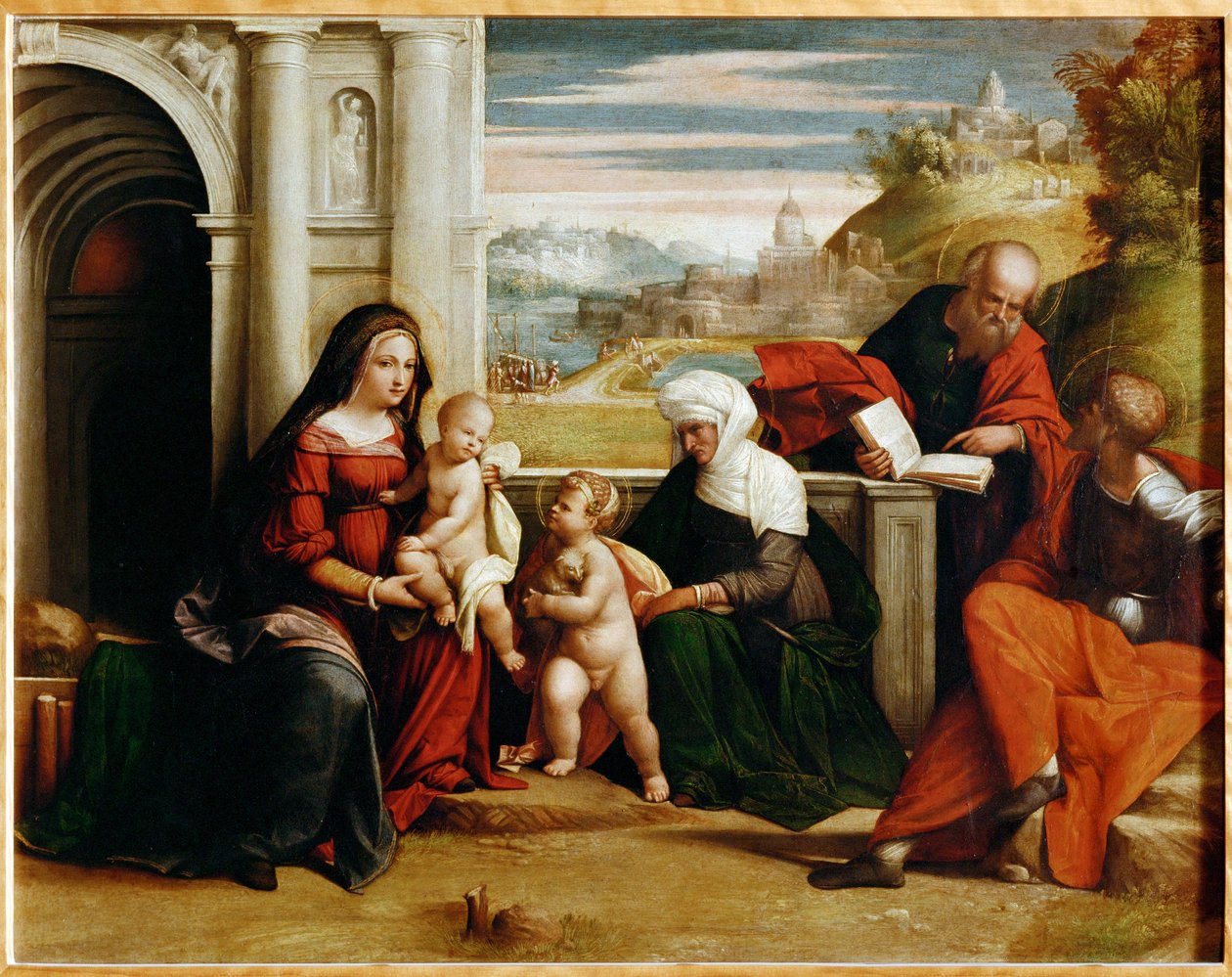 Sacra Conversazione (schilderij op hout) door Benvenuto Tisi da Garofalo
