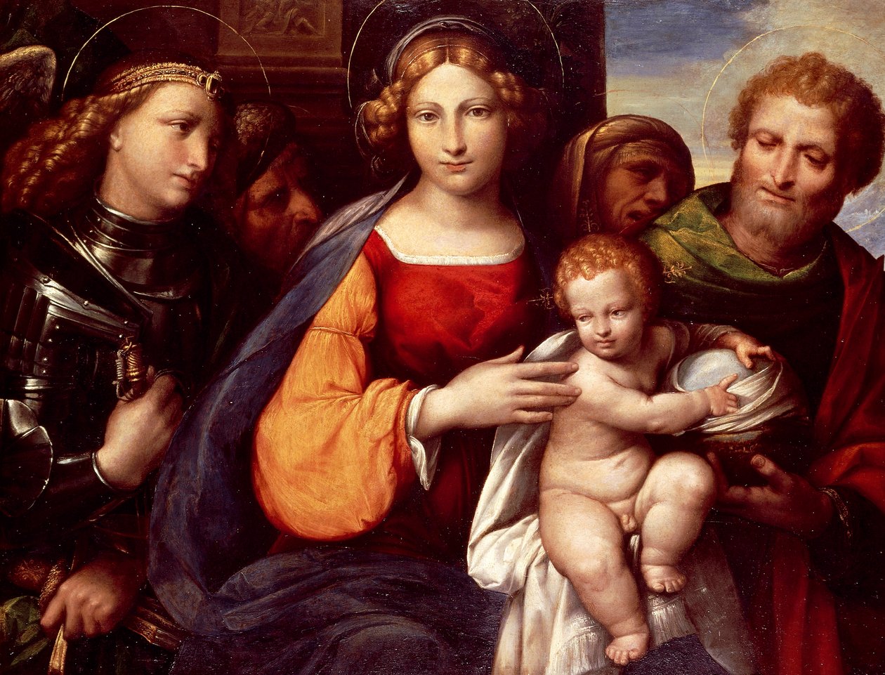 Maagd met Kind en Heiligen Michael en Jozef door Benvenuto Tisi da Garofalo