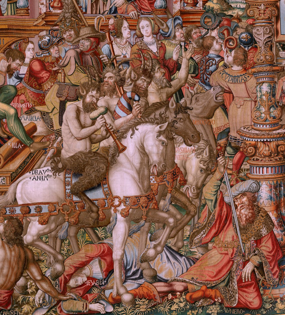 Schande (La Infamia). Zesde wandtapijt in de serie. Ca 1550. door Bernaert van (circle of) Orley