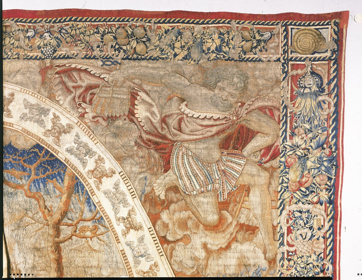 Brusselse allegorische wandtapijt die de maand december uitbeeldt uit "De Medaillon Maanden", c.1525 door Bernard van Orley