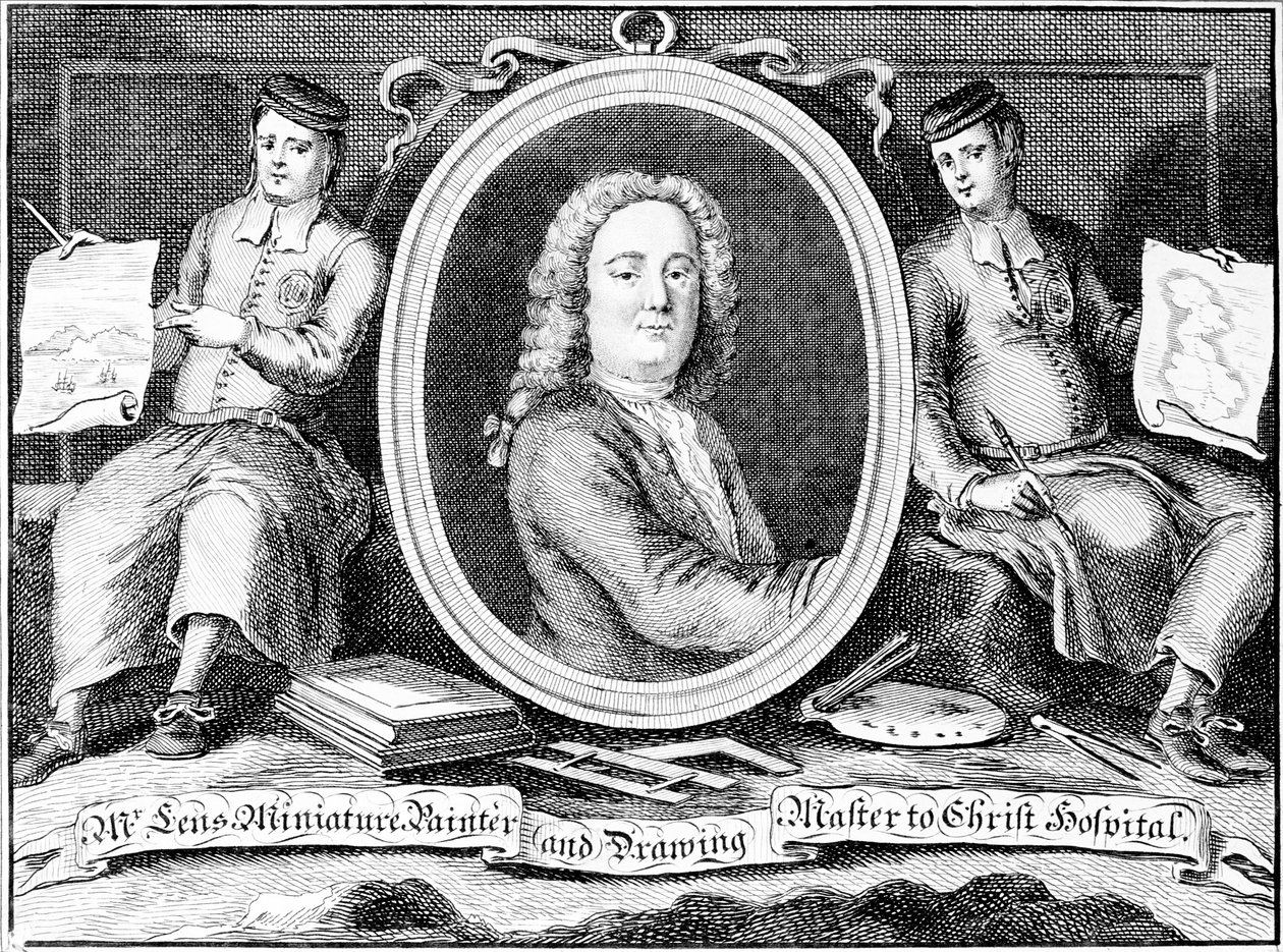 Handelskaart voor Bernard Lens III, gegraveerd door Louis Philippe Boitard door Bernard Lens