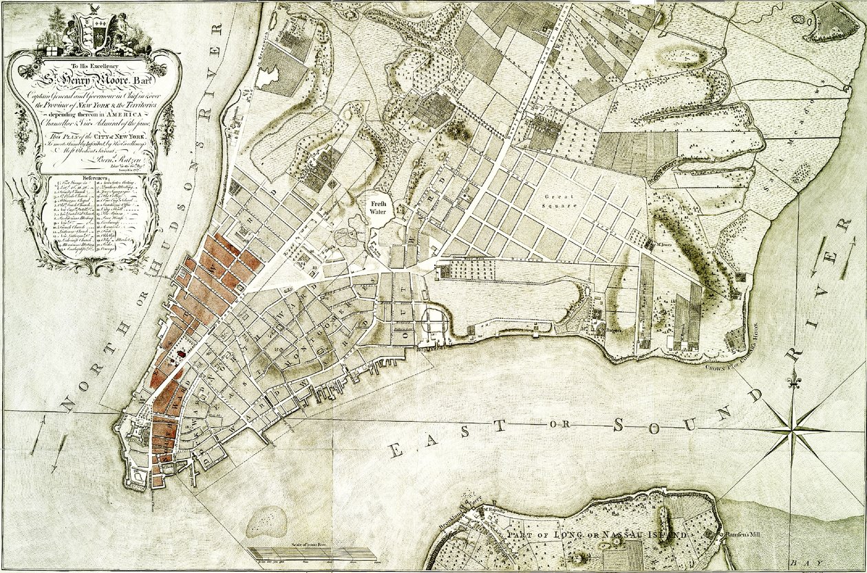 Een kaart uit 1776 door Bernard Ratzer