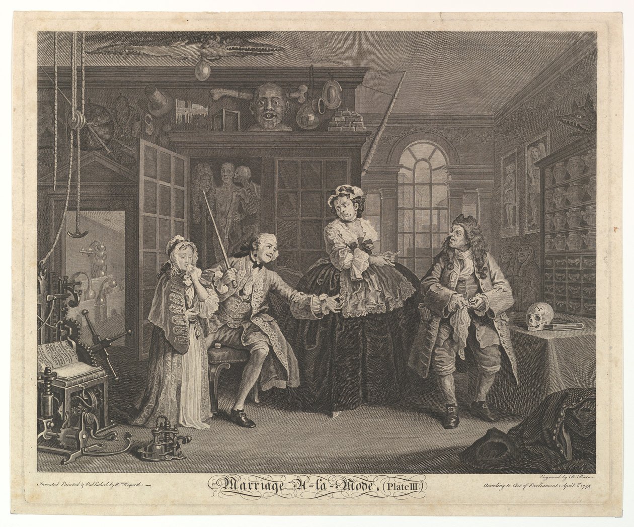 Marriage A-la-Mode, Plaat III, april 1745 door Bernard Baron