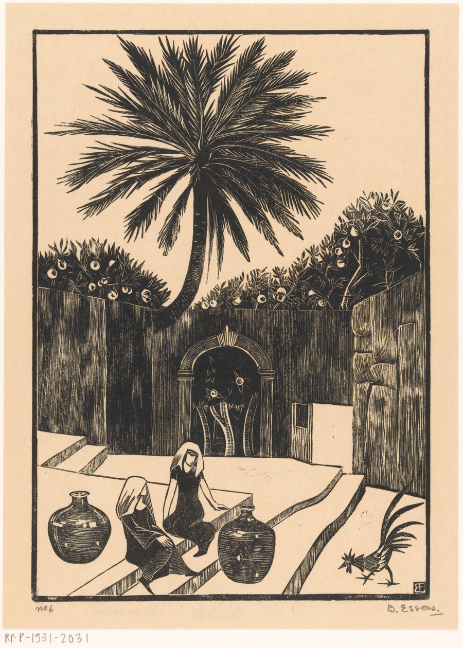 Straat met treden in Taormina op Sicilië door Bernard Essers (signed by artist)