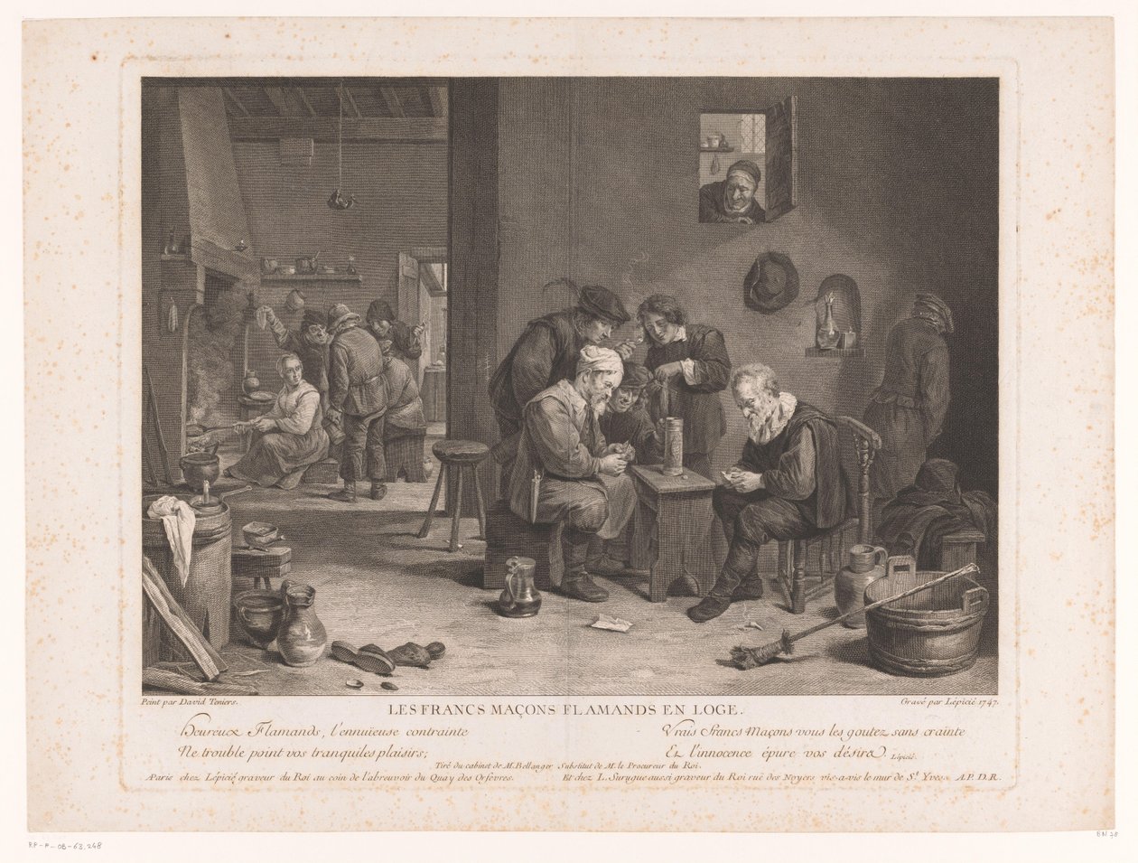 Herberginterieur met kaartspelende figuren door Bernard François Lépicié