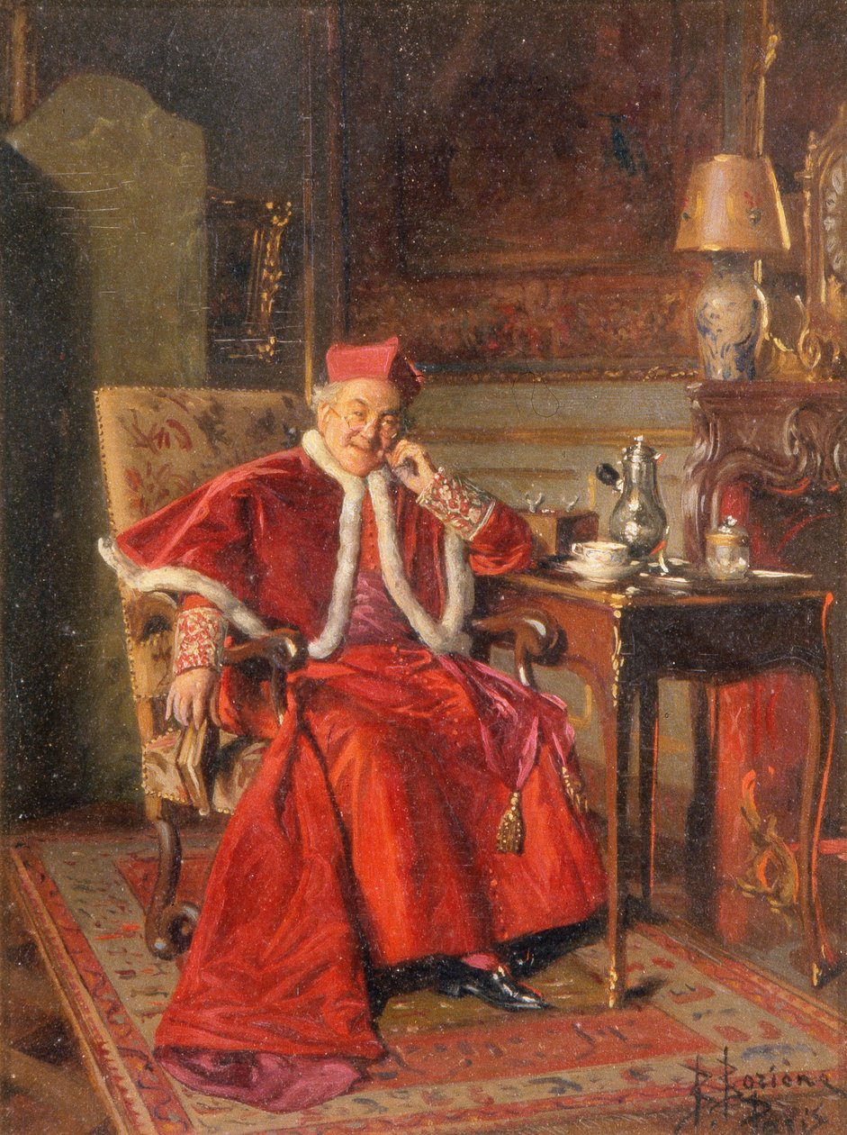 Kardinaal bij de koffie, ca. 1895 door Bernard Louis Borione