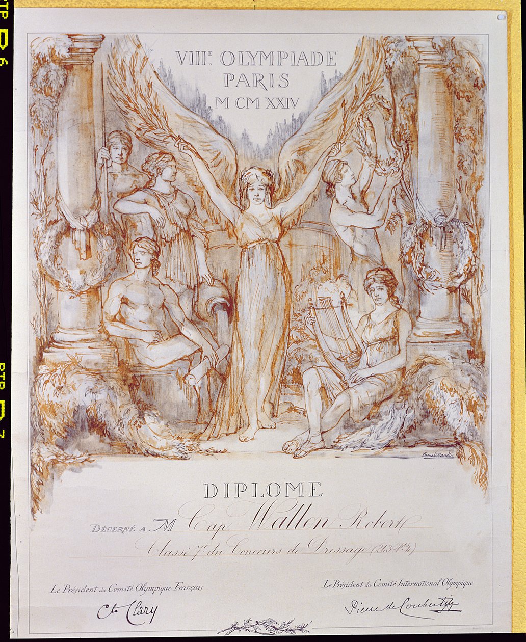 Diploma van de VIII Olympiade, gehouden in Parijs door Bernard Naudin