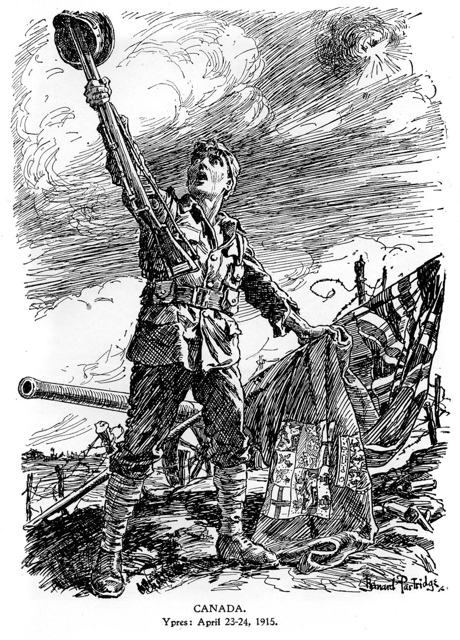 Canada, Ieper, 23-24 april 1915 door Bernard Partridge