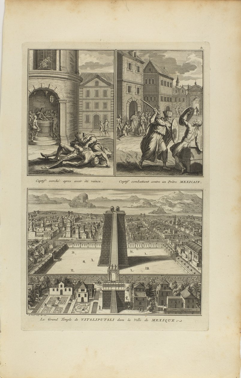 Gevilde Gevangene.../Vechtende Gevangene/De Grote Tempel van Vitzliputsli door Bernard Picart