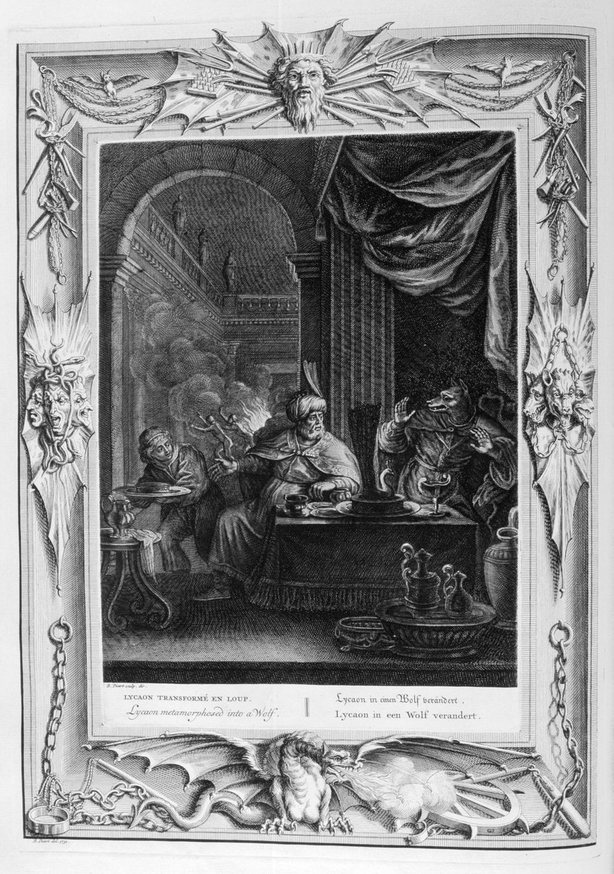 Lycaon verandert in een wolf door Bernard Picart