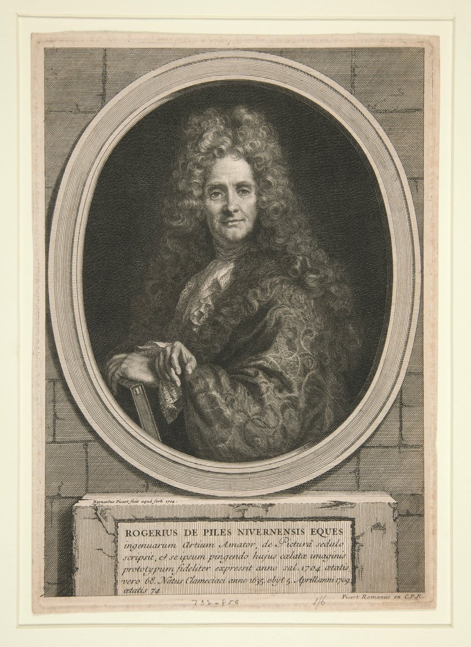 Zonder Titel (Portret van Roger de Piles) door Bernard Picart