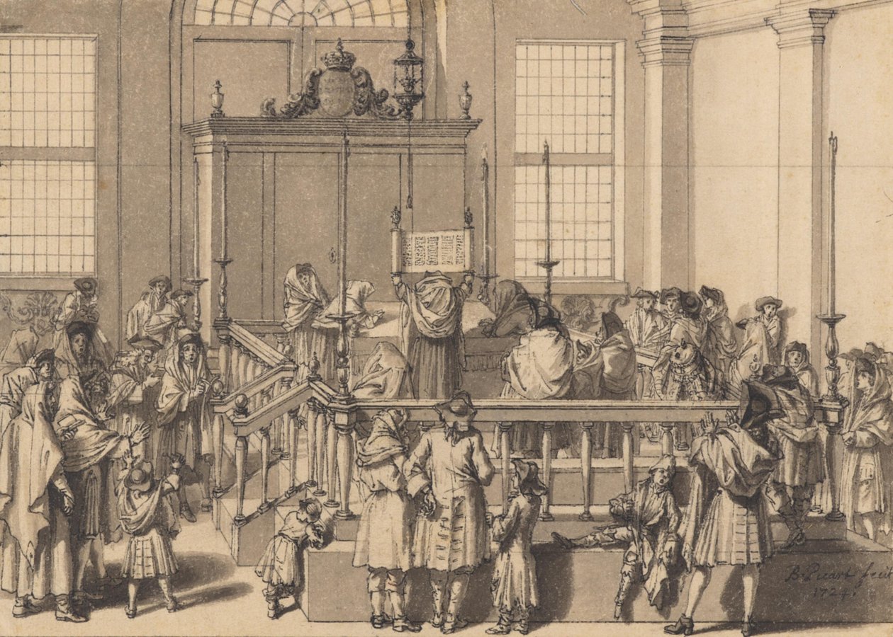 Lezing van de Wet in de Portugese synagoge te Den Haag door Bernard Picart